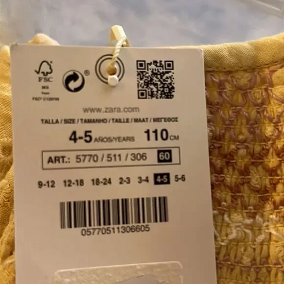 ZARA Kids | Light Yellow | TEXTURED EMBROIDERED DRESS - Picture 5 of 5